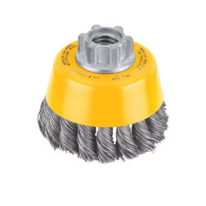 Knot Wire Cup Brush, Carbon Steel, 3 Brush Dia, 5/8"-11 Arbor Hole Size, 0.02 Wire Dia
